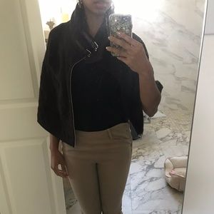 Ralph Lauren brown cashmere cape w buckle collar